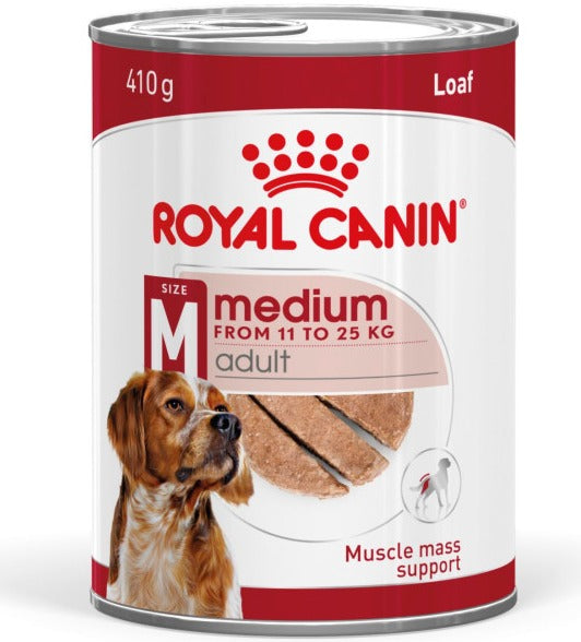 Royal Canin Medium Adult Wet Dog Food Cans In Loaf 410g - 12 Pack