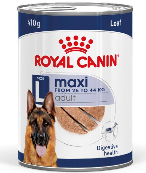 Royal Canin Maxi Adult Wet Large Dog Food Cans In Loaf 410g - 12 Pack