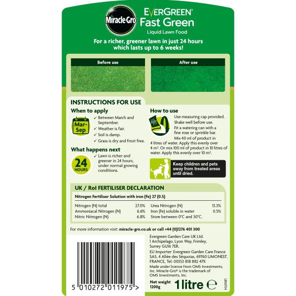 Miracle-Gro Evergreen Fast Green Liquid Lawn Food 1L