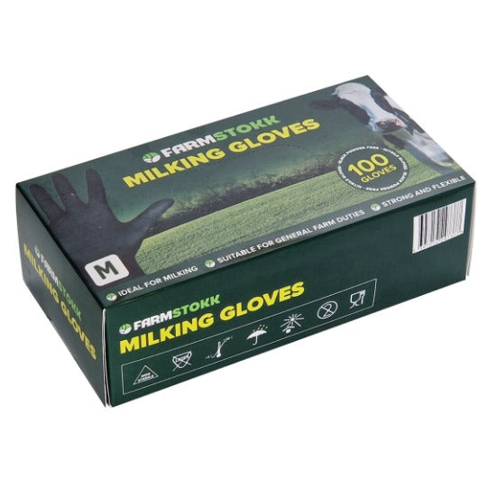 Farmstokk Black Nitrile Milking gloves -Extra Large