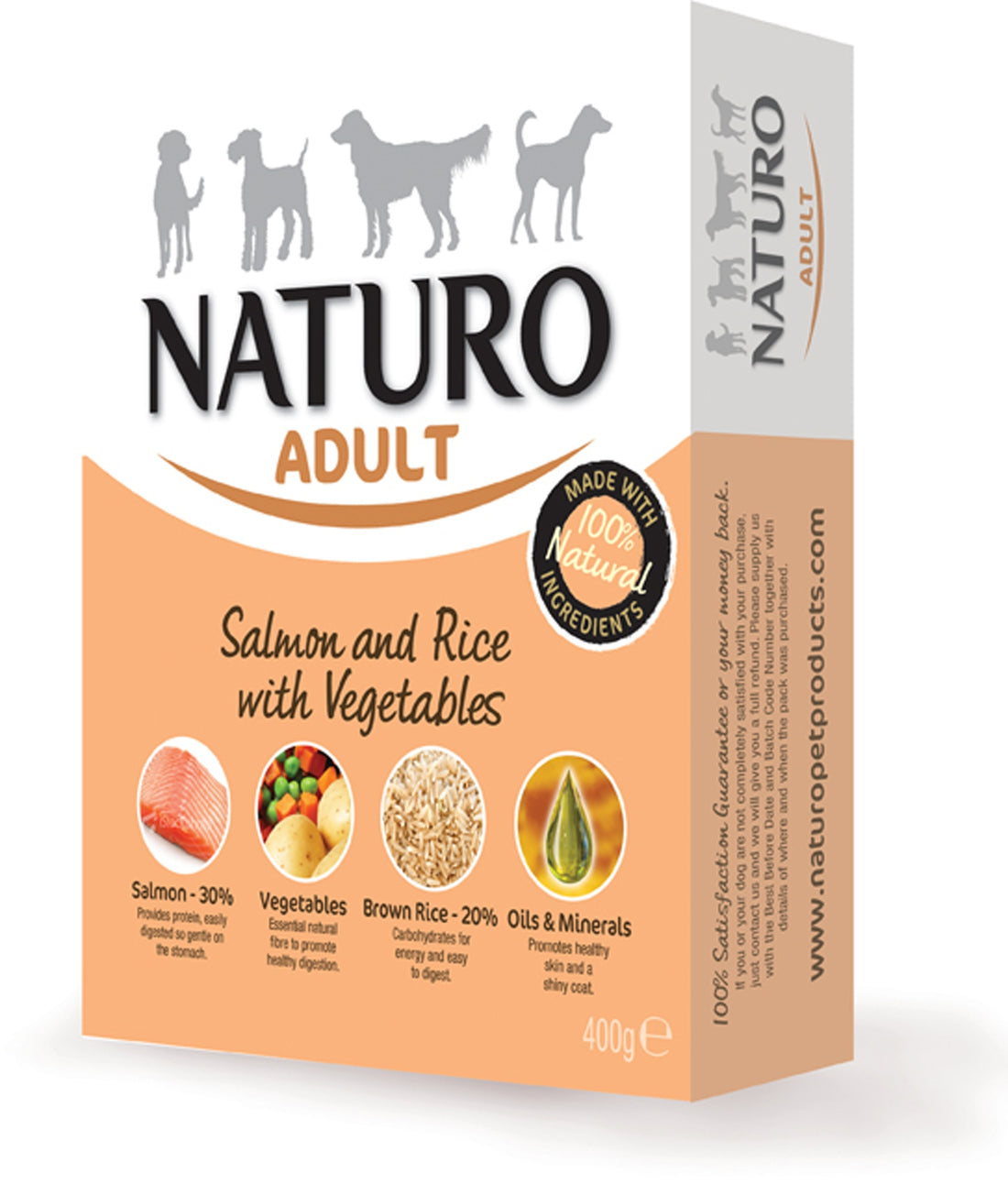 Naturo Adult Wet Salmon & Rice With Veg Dog Food 400G