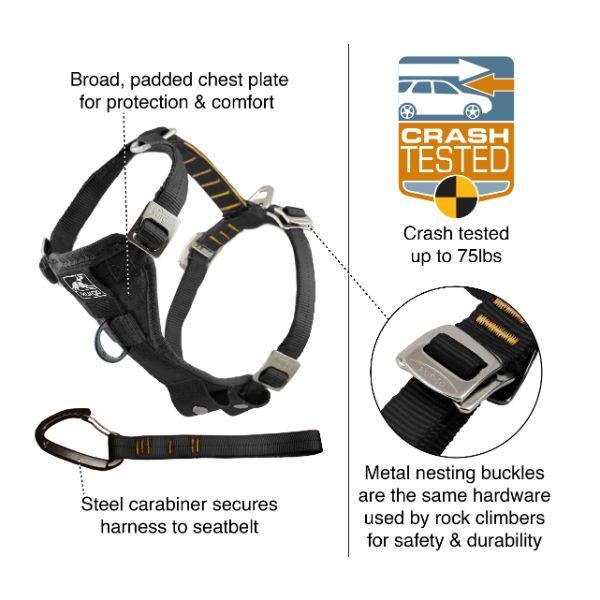 Kurgo Enhanced Strength Tru-Fit Smart Harness - Black, Large