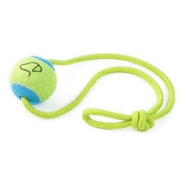 Pooch 6.5cm Tennis Ball On Rope Dog Toy