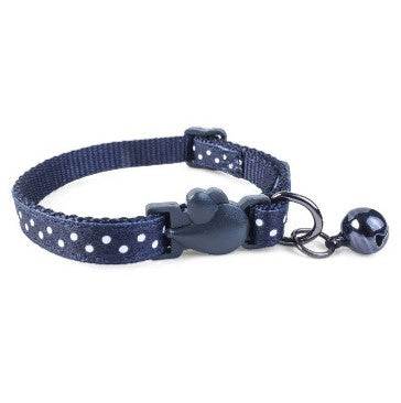 Navy Polka Cat Collar