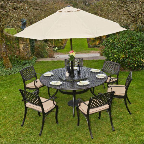 Murcia 6-Seater Cast Aluminium Outdoor Furniture Set Hammered Bronze