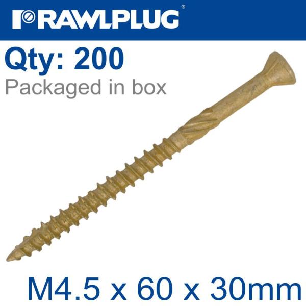 Deck Screw M4 X 60/36 Ruspert 1000H Sst Box 200