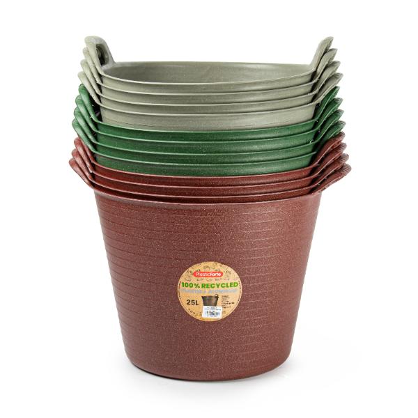 Metalic Round Flexitub Assorted Colours Red/Grey/Green 25L