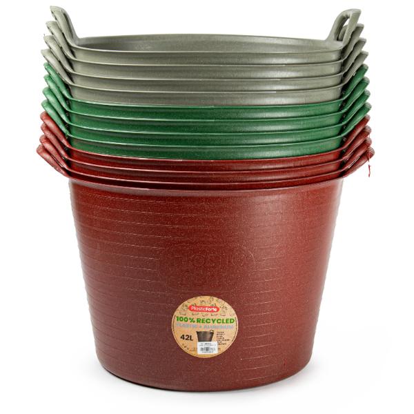 Metalic Round Flexitub Assorted Colours Red/Grey/Green 42L