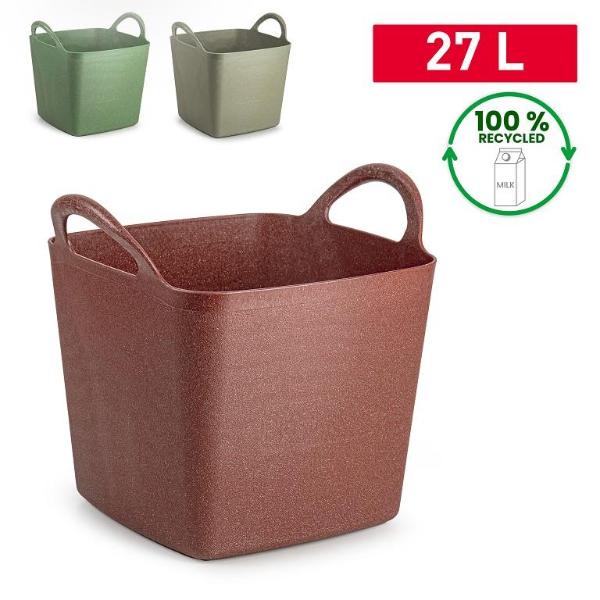 Metalic Square Flexitub Assorted Colours Red/Grey/Green 27L