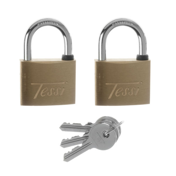 Tessi 2 x 40mm Brass Padlocks Keyed Alike