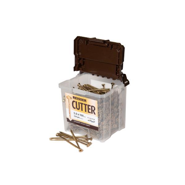 Reisser Tub Of 500 Reisser Cutter Pozi Countersunk Yellow Woodscrews 4 X 80Mm Inc Free Pz2 Bit