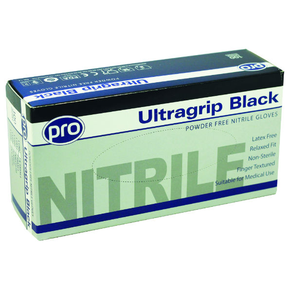 Ultragrip Black Nitrile Milking Gloves Pack Of 100