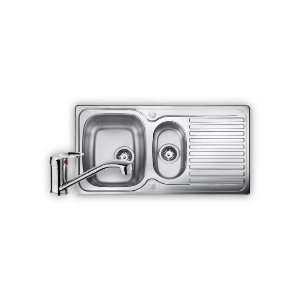 Euroline EL9502 1.5 Bowl S/S Sink & Tap Pack Complete with Serena Top