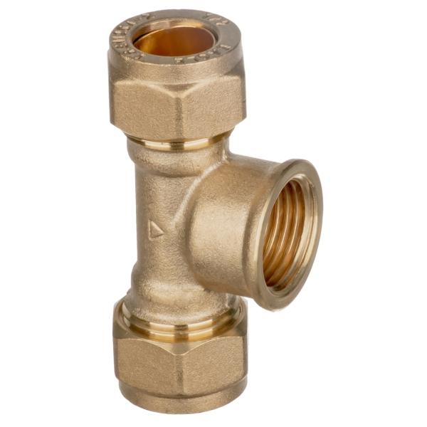 1/2" Brass Compression Equal Tee with 1/2" F.I. Branch