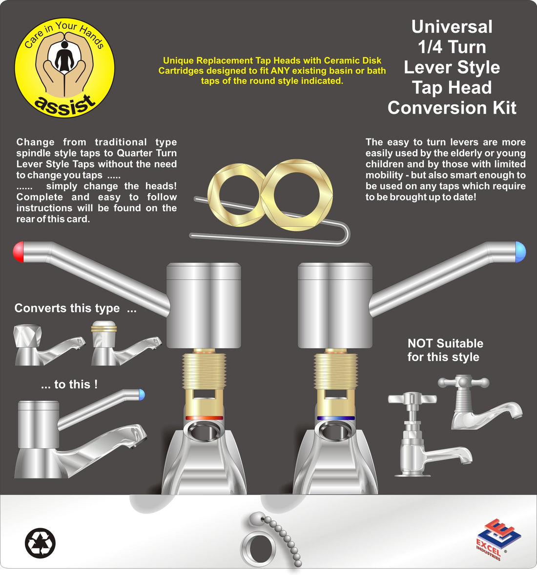 Assist Universal 1/4 Turn Lever Style Tap Head Kit