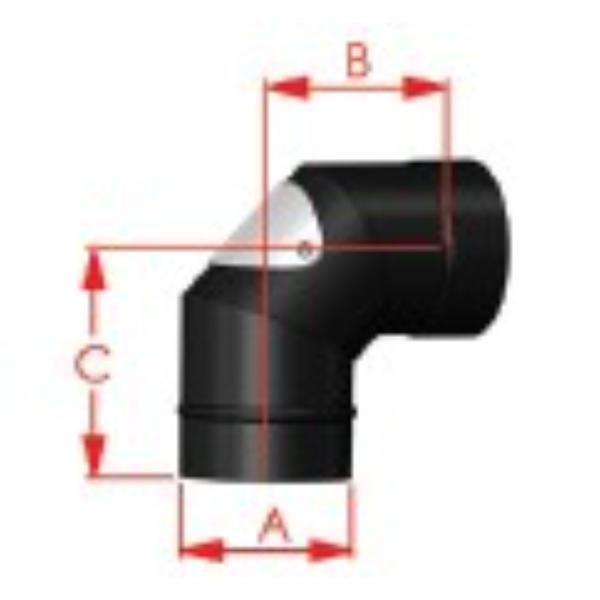 Mi Flues System 7 125MM X 90 Degree Bend With Door VE Matt Black