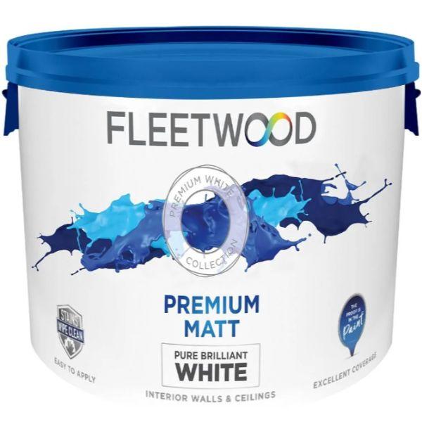Fleetwood Premium Brilliant White Matt Paint 10L CoOp Superstores