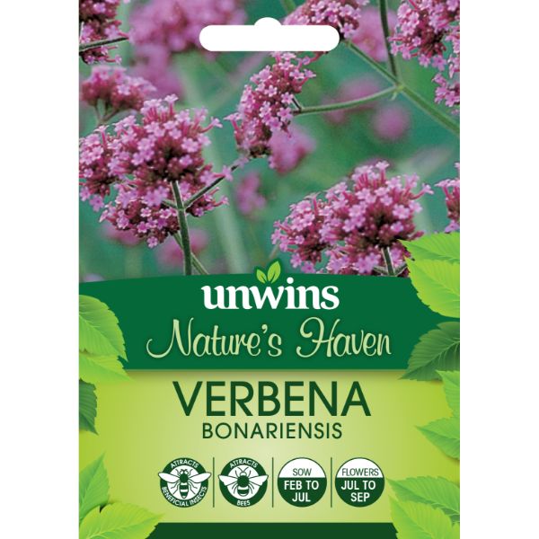Unwins Seed Packet Natures Haven Verbena Bonariensis