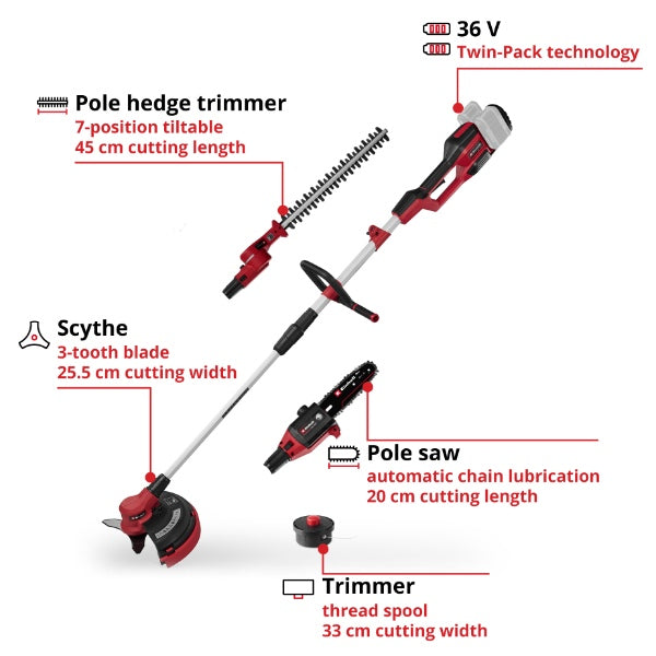 Einhell PXC 36v GE-LM 36/4in1 Li Brushless High Reach Multi Tool (4-in-1) - Body Only