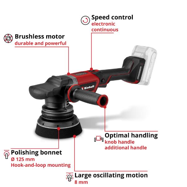Einhell PXC 18v CP-EP 18/125 Li BL Cordless Eccentric Polisher - Body Only