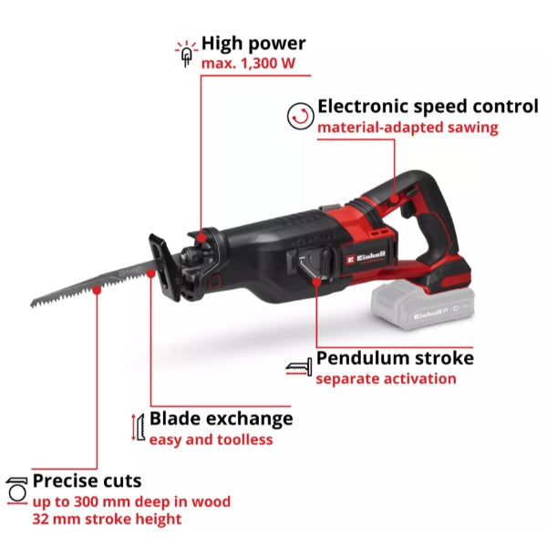 Einhell Professional PXC 18v TP-AP 18/32 Li 300mm Brushless Reciprocating Saw - Body Only