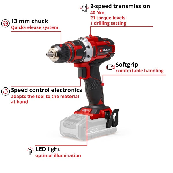 Einhell PXC 18V TE-CD 18/40 Li Cordless Drill - Body Only