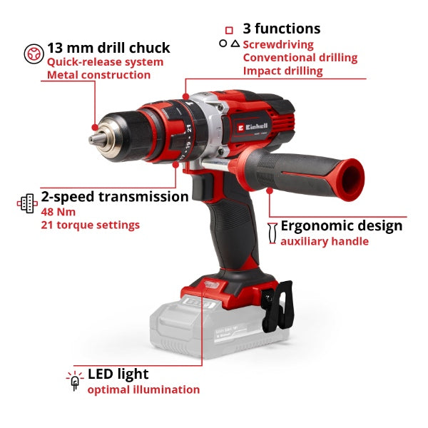 Einhell PXC 18V TE-CD 18/48 Li Cordless Combi Drill - Body Only