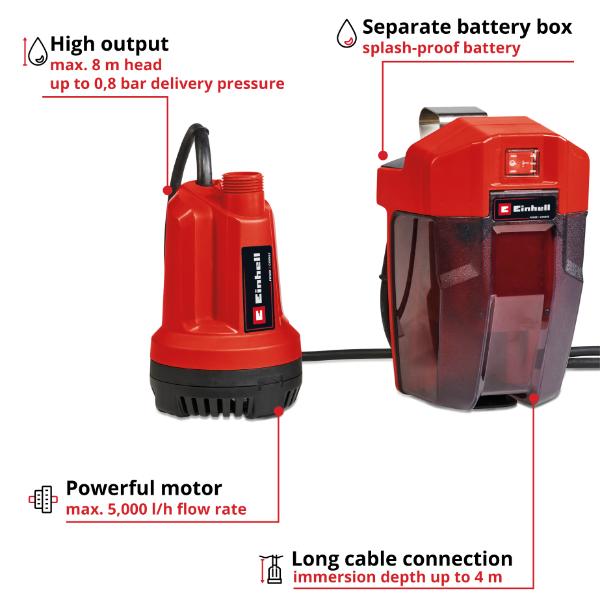 Einhell PXC 18v GE-SP 18 Li Cordless Clear Water Pump - Body Only