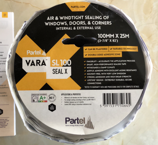 Varaseal SL Seal X 100mm x 25m Plasterable Airtight Tape
