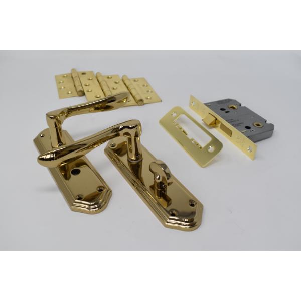 Carlisle Brass Ultimate Door Pack Shelbourne Bathroom On Plate, Lock And 3 Hinges Brass