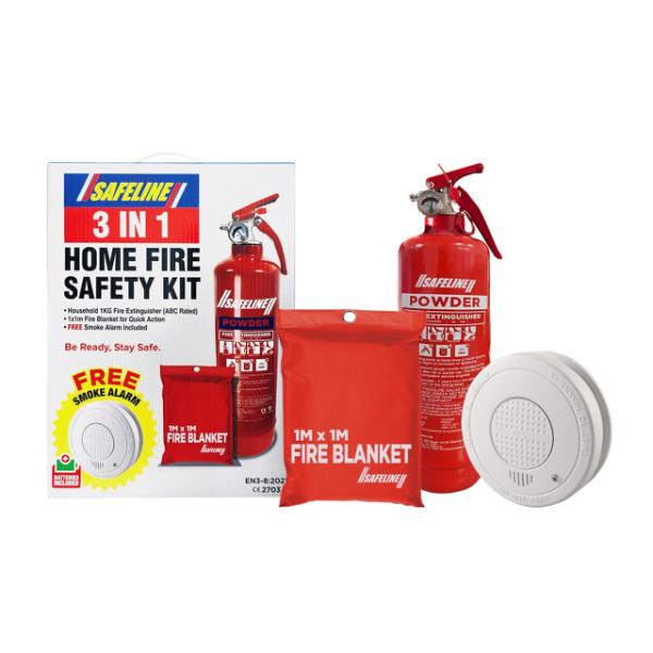Safeline Fire Blanket / Extinguisher / Smoke Alarm 3 Piece Pack