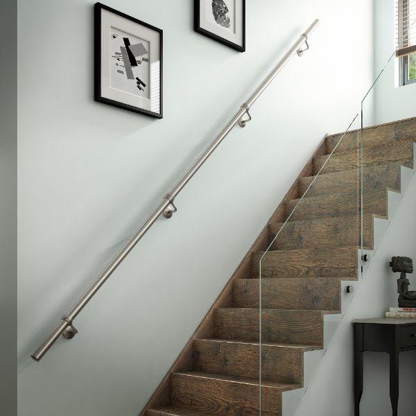 Indoor Handrail Kit Brushed Stainless Finish 3 X 1.2Mtr