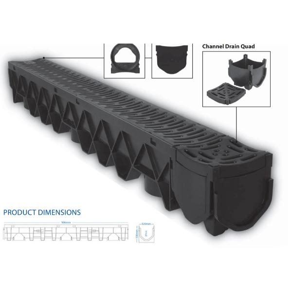 Aquaflow Channel Drain 1 Metre 5" W x 5" H