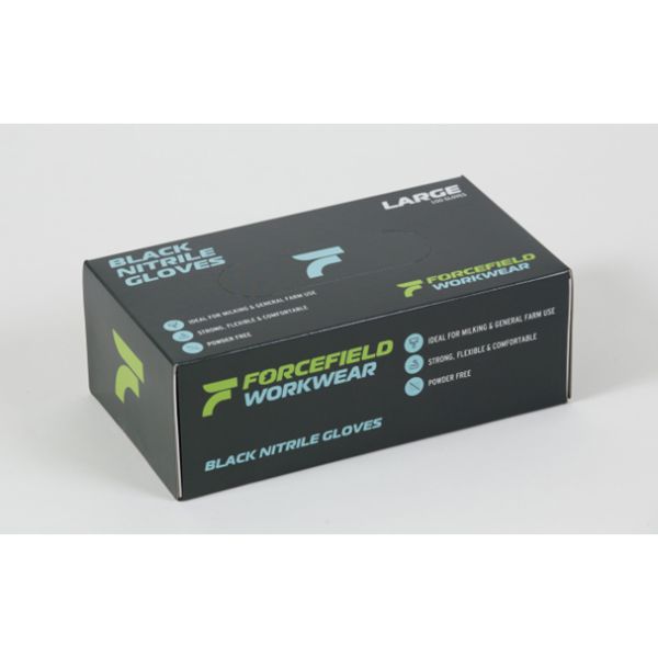 Forcefield Black Nitrile Gloves - Large (Pk 100)