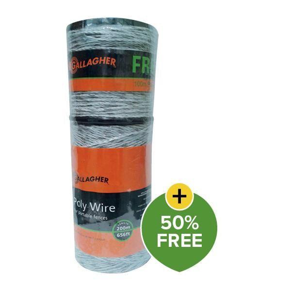 Polywire 6 Strand 200M White+ 50% Extra Free