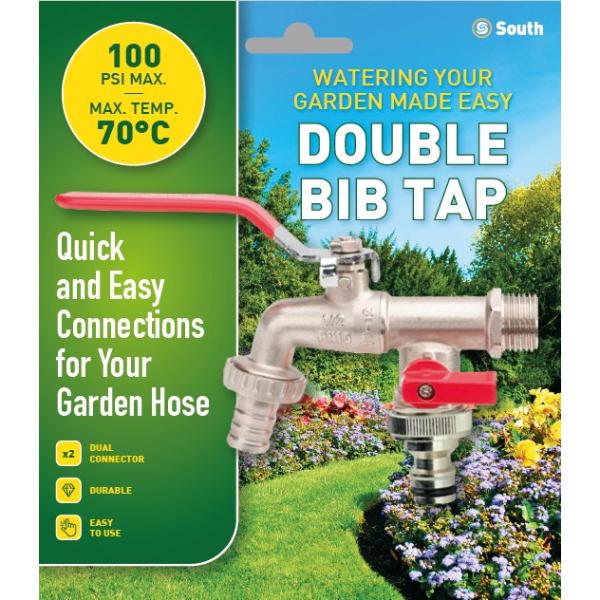 South Coast Double Outlet Bib Tap Carded