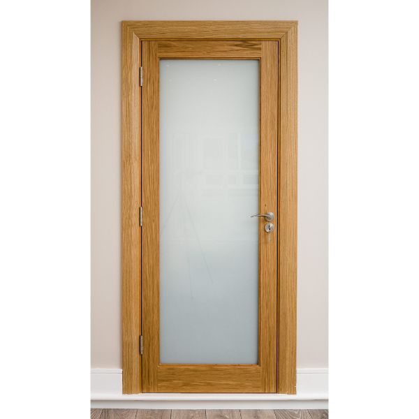 Indoors Rushmore Pre-Finished Lamsafe Opaque Glass Oak Door