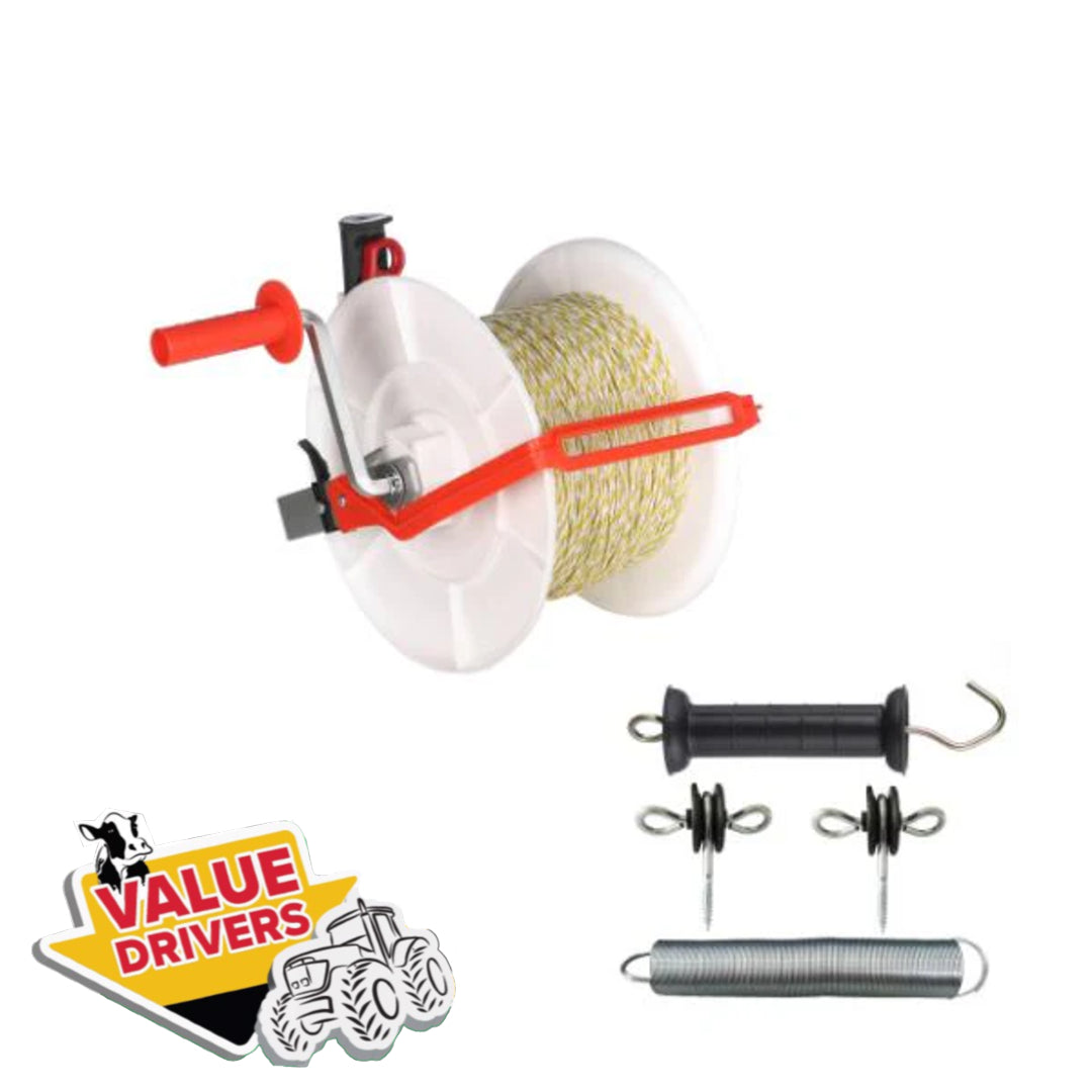 Excel Loaded Gerared Reel 500m with Spring Gate Set Bundle