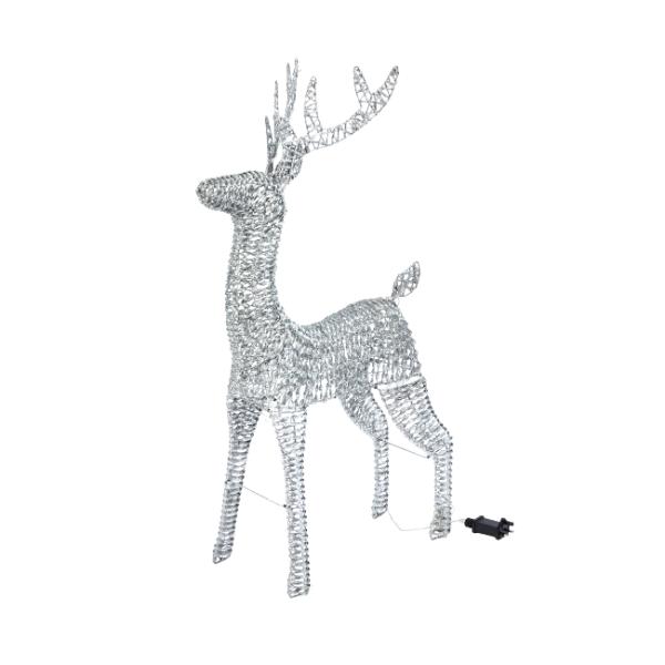 GlitterTwist Silver Reindeer Low Voltage Christmas Decoration 115cm