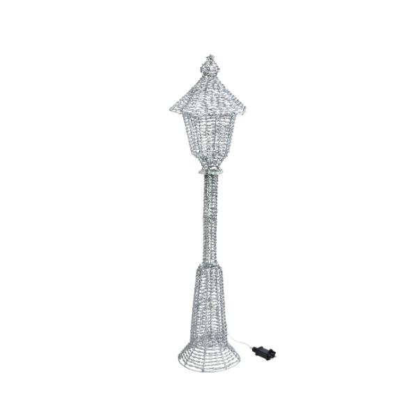 GlitterTwist Silver Lamp Post Low Voltage Christmas Decoration 120cm