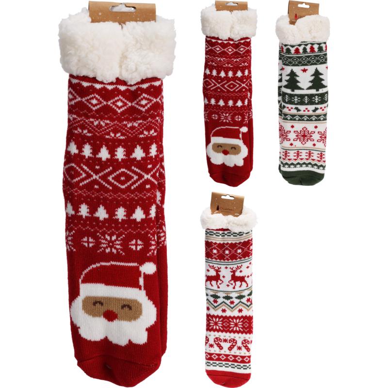 Christmas Reading Socks Fair Isle 3 Assorted One Size