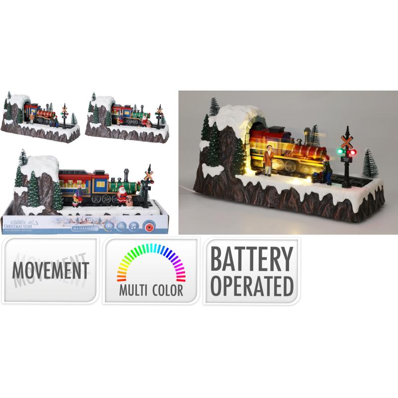 Christmas Train In Tunnel With LED And Movement