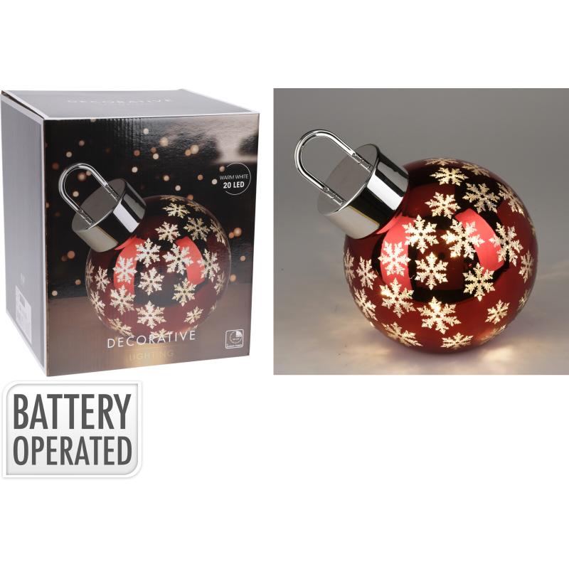 Christmas Bauble With LED 20Cm Red