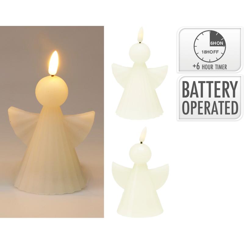 Christmas Angel Candle LED 11Cm 2 Assorted