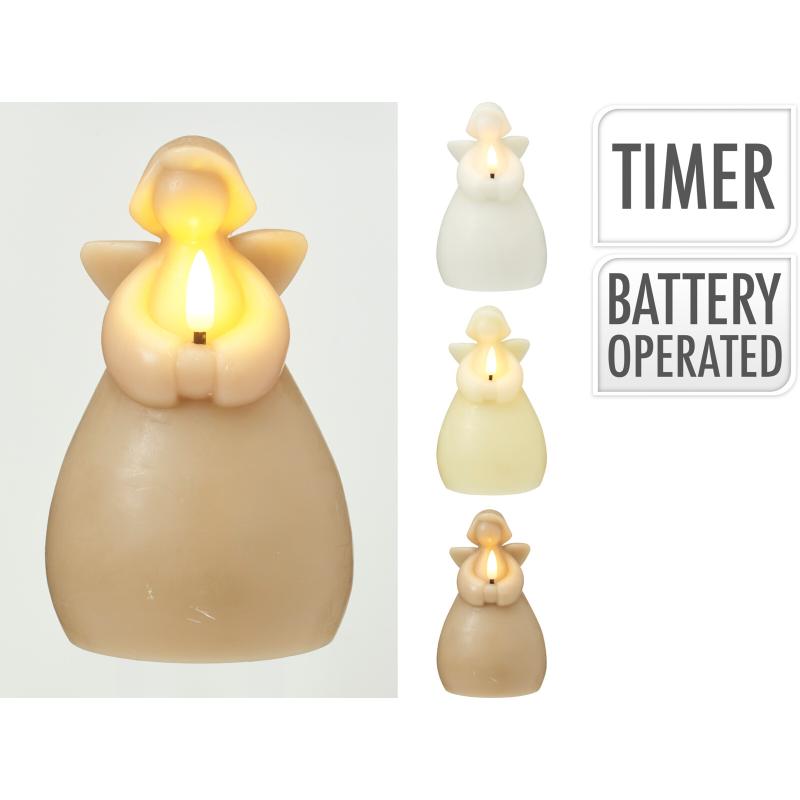 Christmas Angel Candle LED 15Cm 3 Assorted