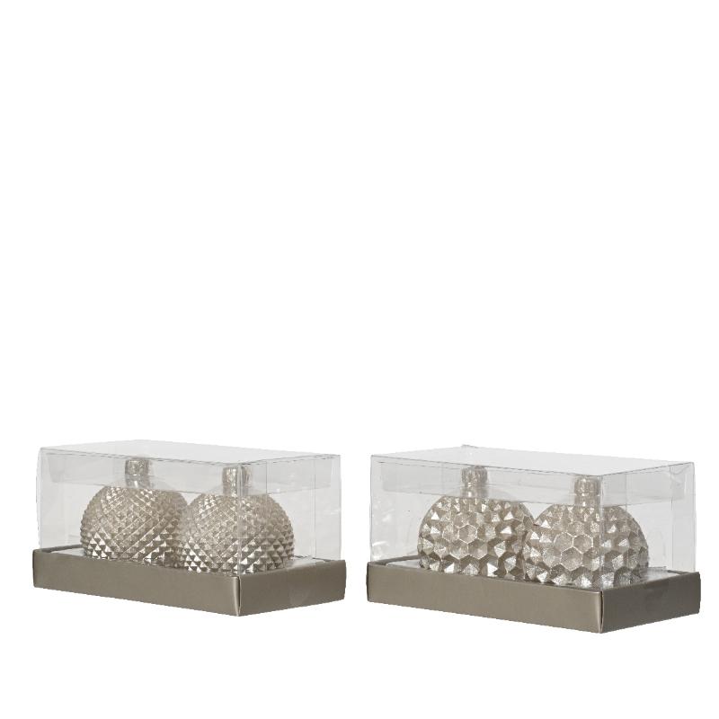 Christmas Bauble Candle Champagne Set Of 2