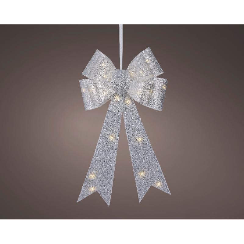 Christmans Bow With Leds Silver Large