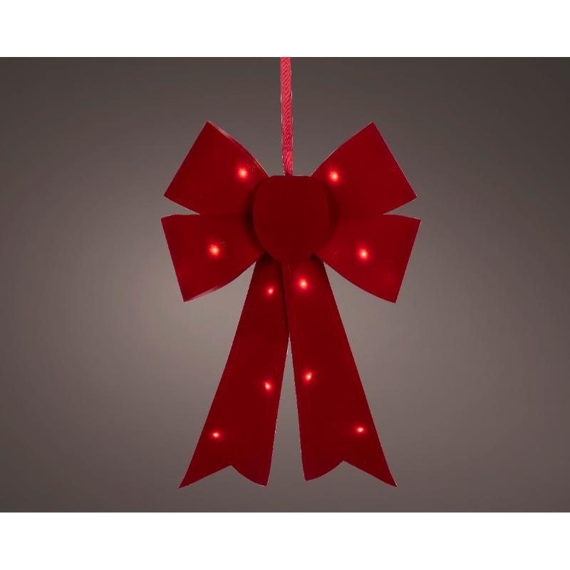 Christmans Bow With Leds Red Medium
