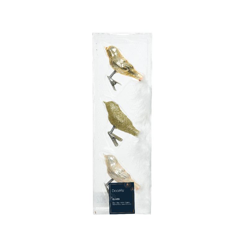 Christmas Bird Gold Glitter Clip Pack Of 3