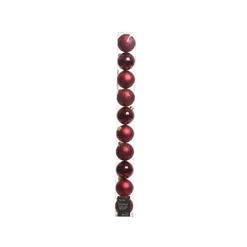 Christmas Shatterproof Burgundy 6Cm Baubles Box Of 10